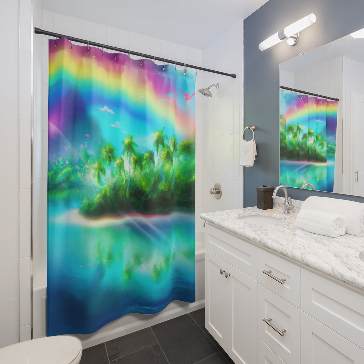 Rainbow Oasis - Shower Curtain