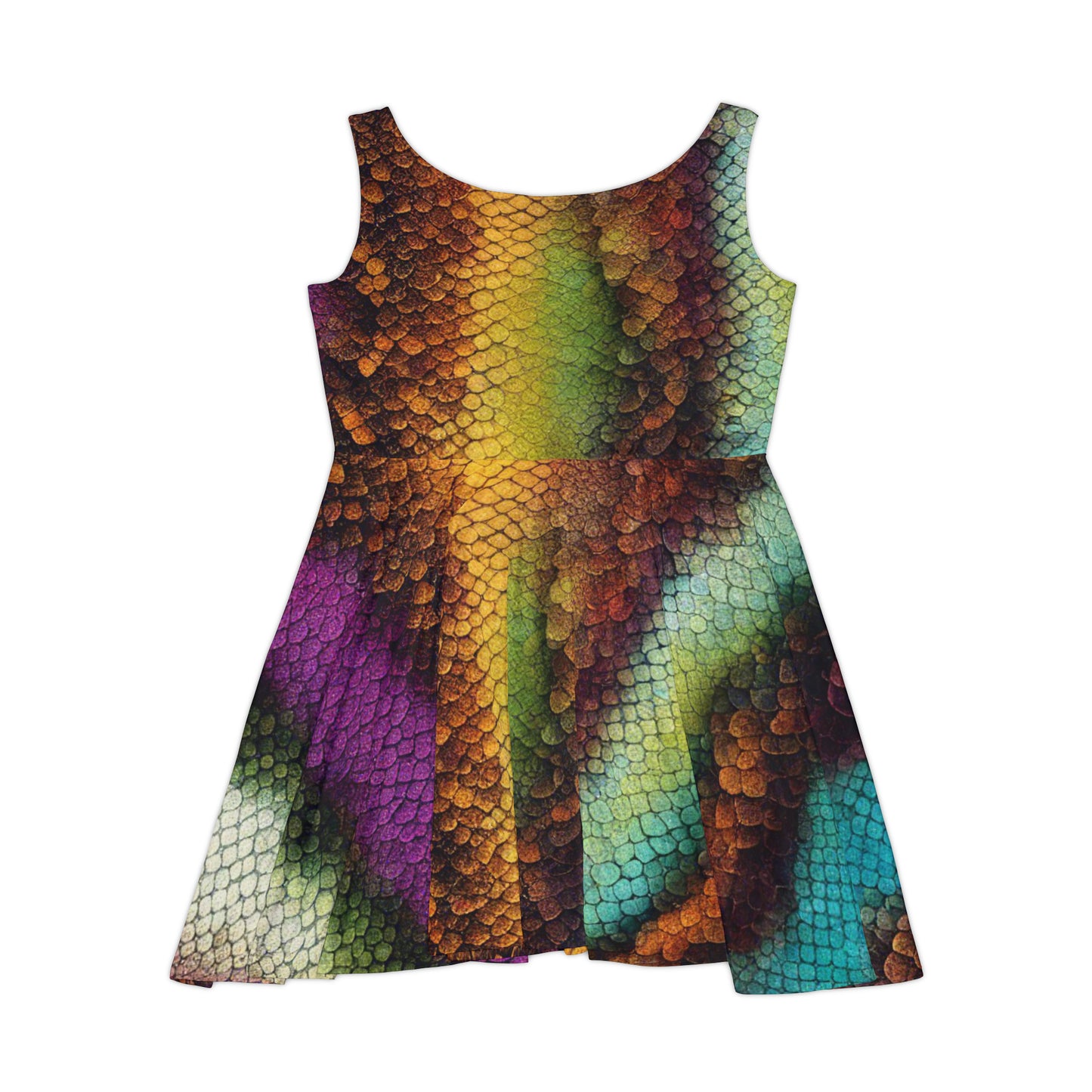 Rainbow Snake Skin Print - Women's Skater Dress