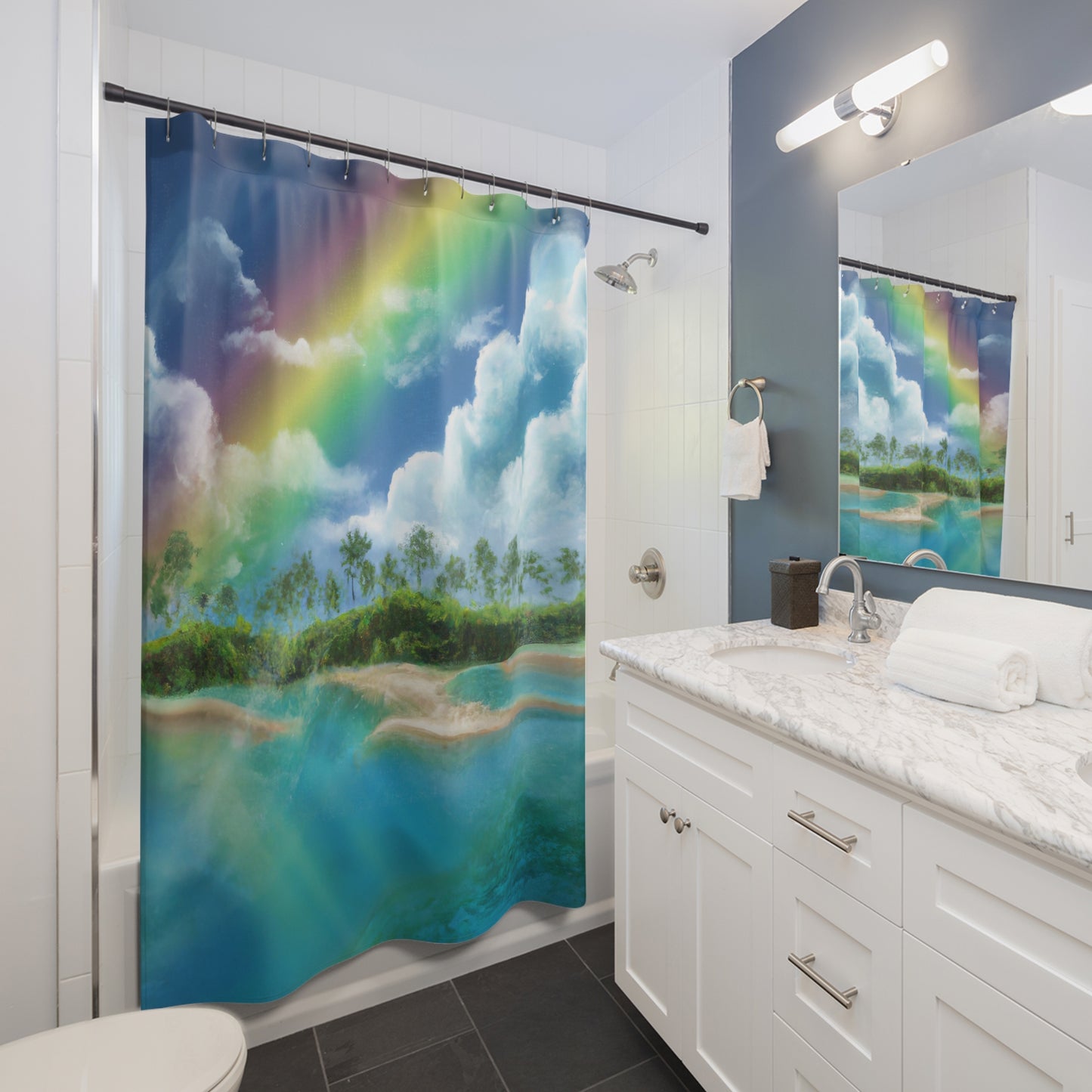 Rainbow Horizon of Paradise - Shower Curtain