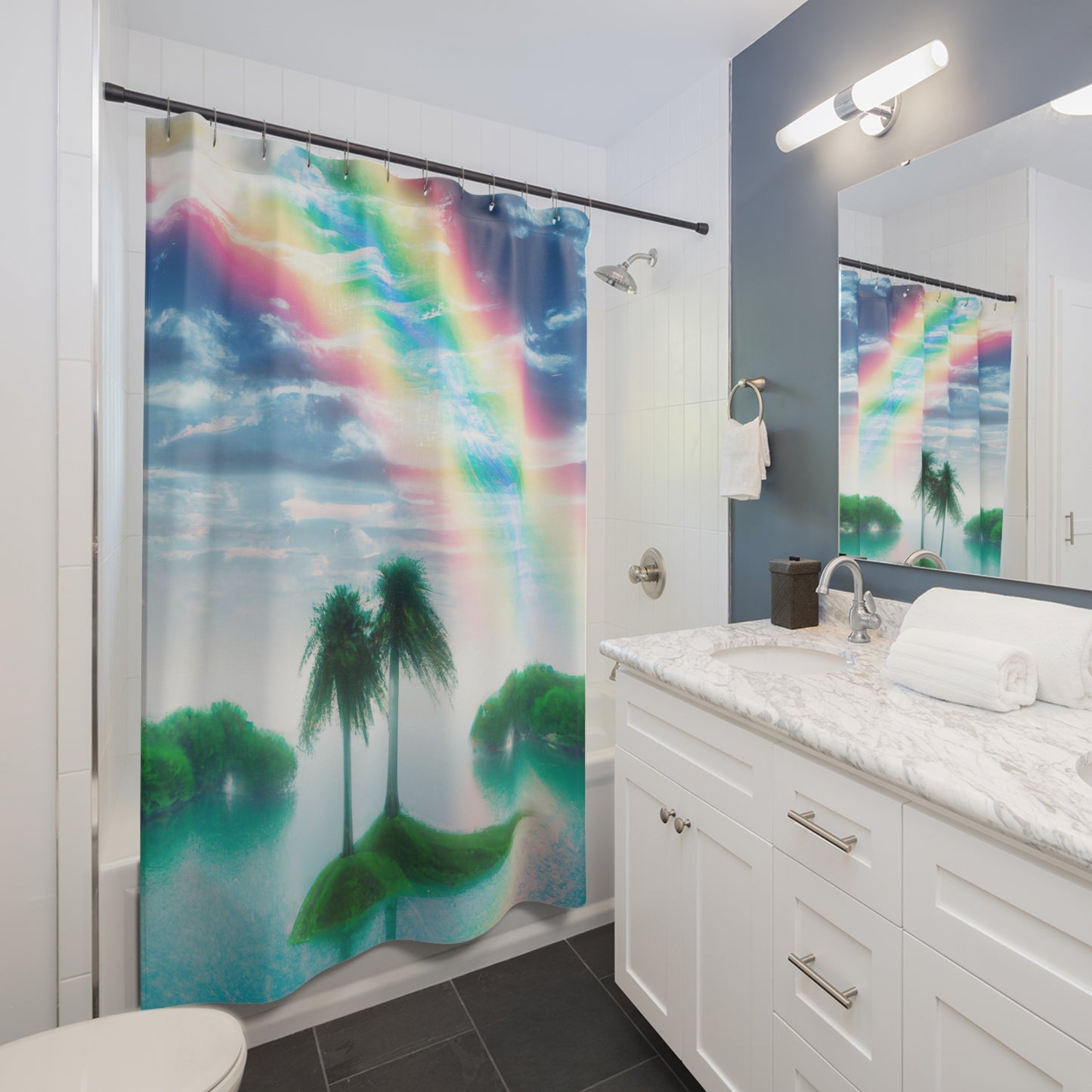 Rainbow Paradise Oasis - Shower Curtain