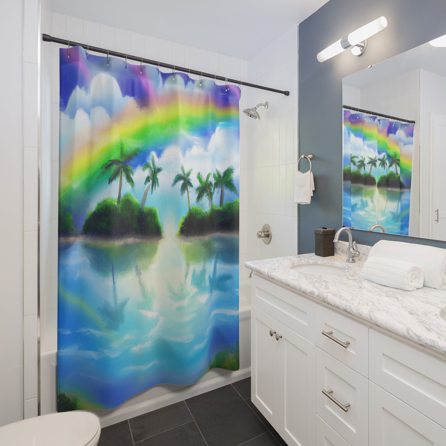 Rainbow Serene Paradise - Shower Curtain