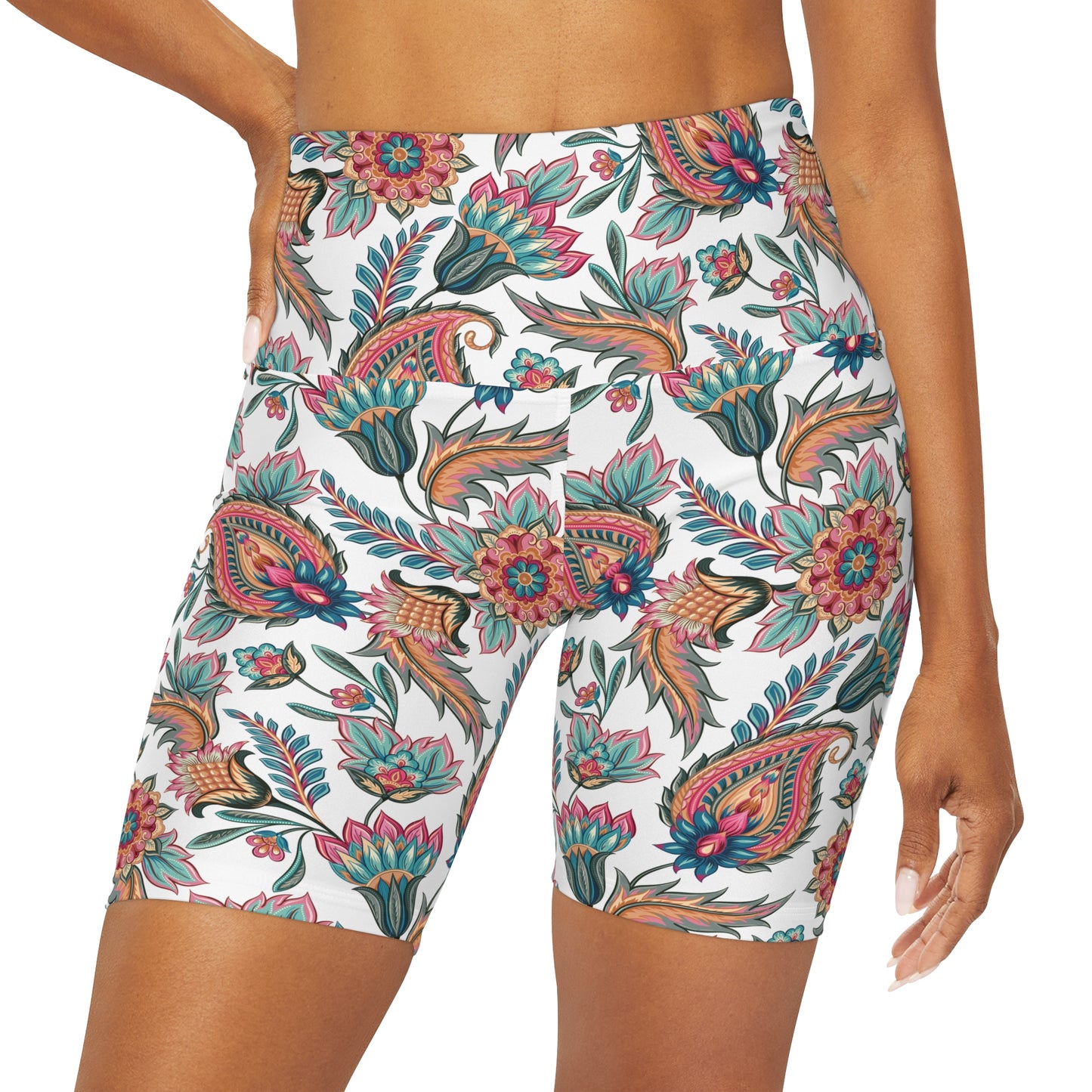 Paisley Perfect III - High Waisted Yoga Shorts