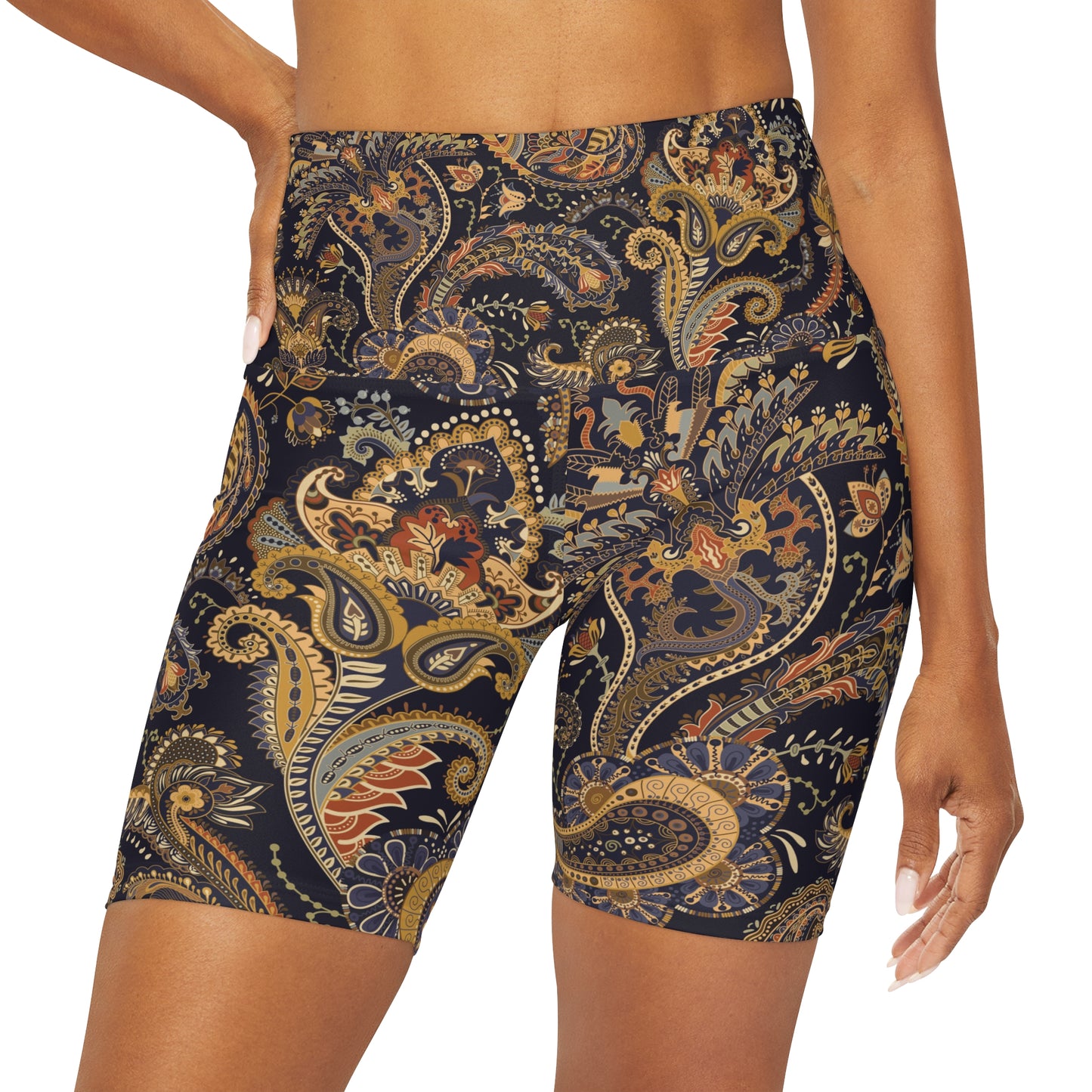 Paisley Perfect - High Waisted Yoga Shorts