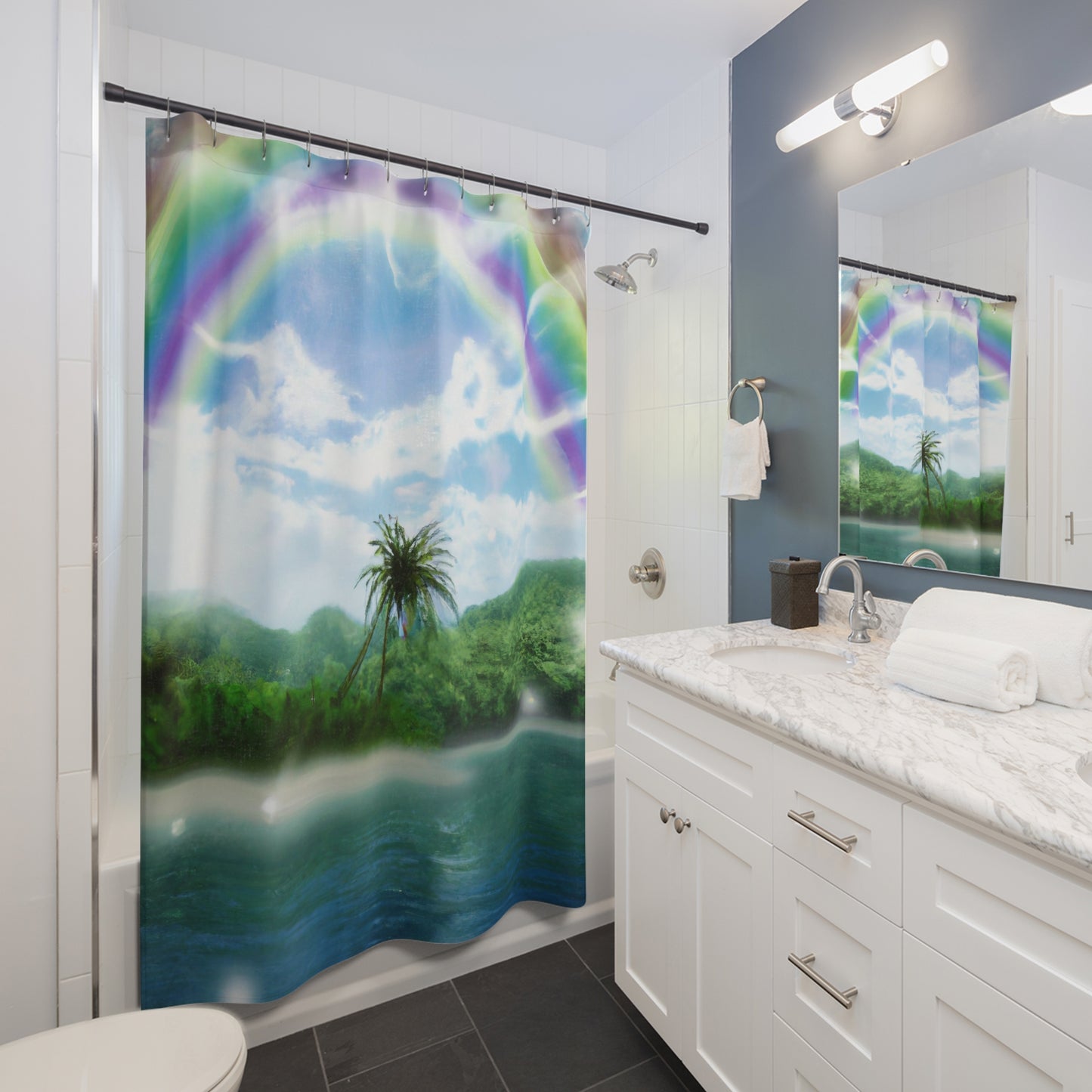 Tranquil Rainbow Shore - Shower Curtain