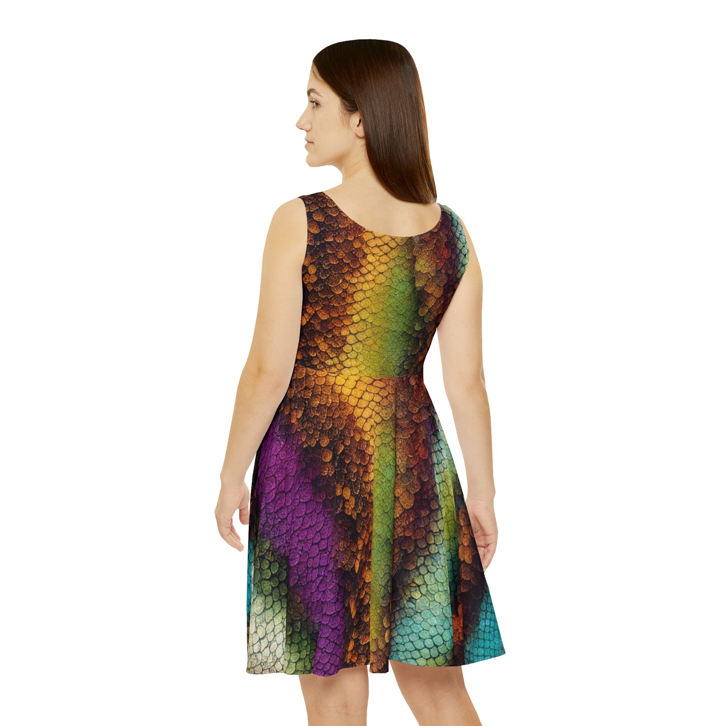 Rainbow Snake Skin Print - Women's Skater Dress