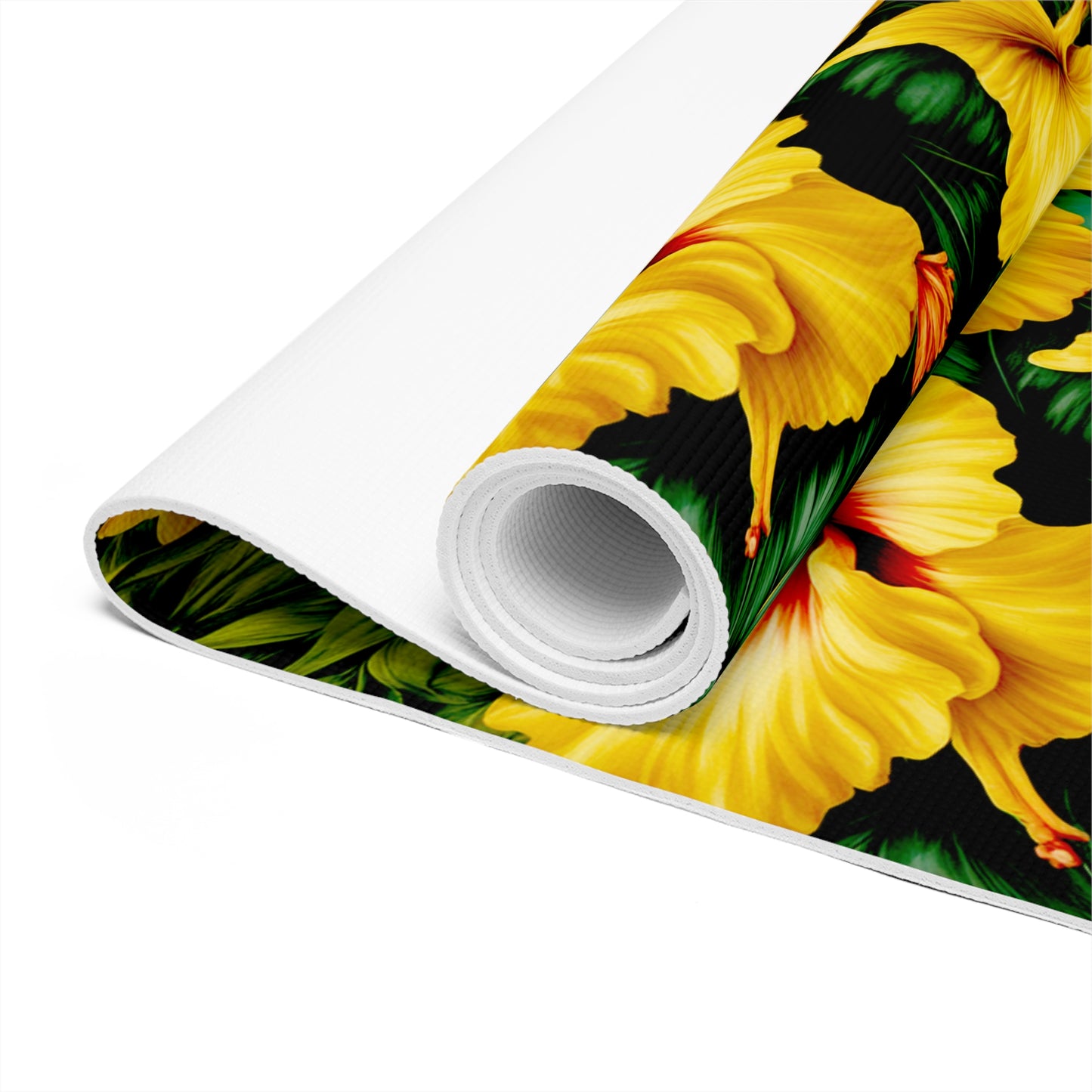 Yellow Hibiscus - Foam Yoga Mat