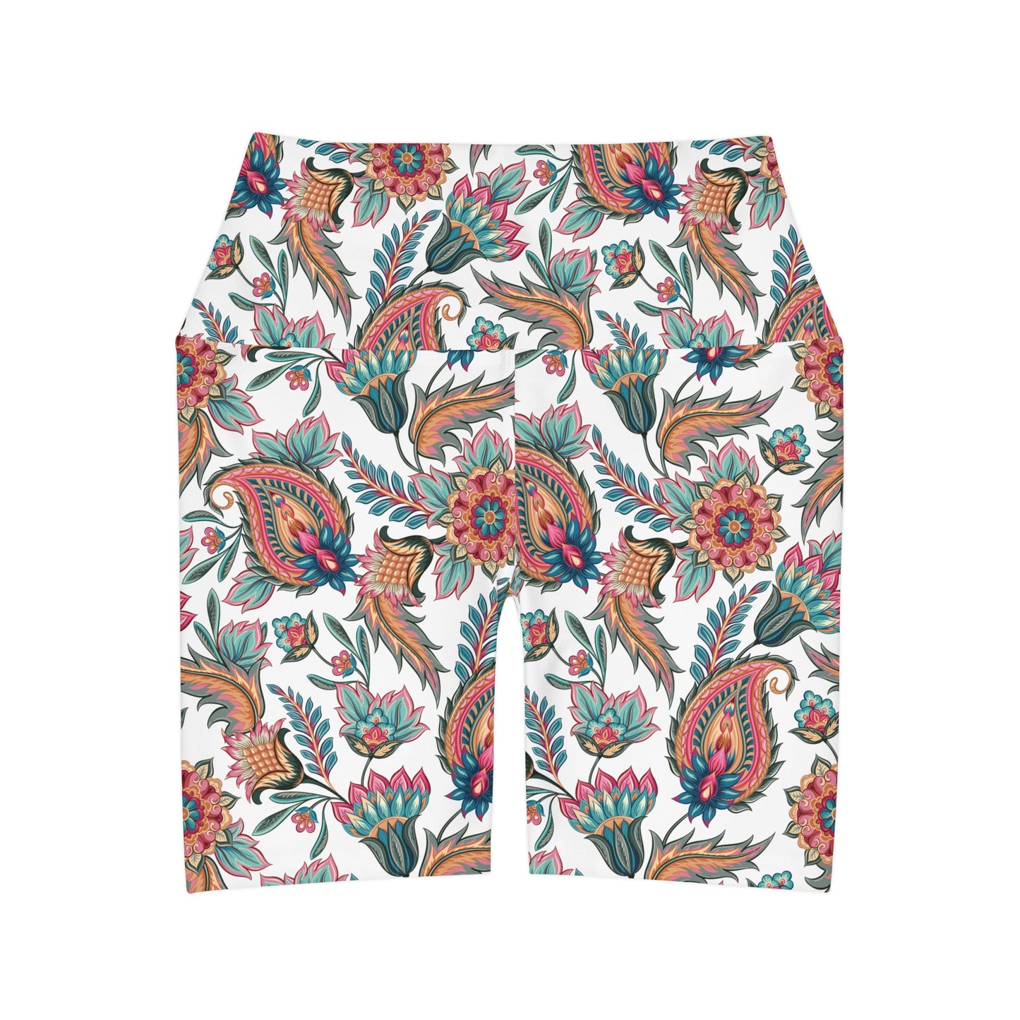 Paisley Perfect III - High Waisted Yoga Shorts