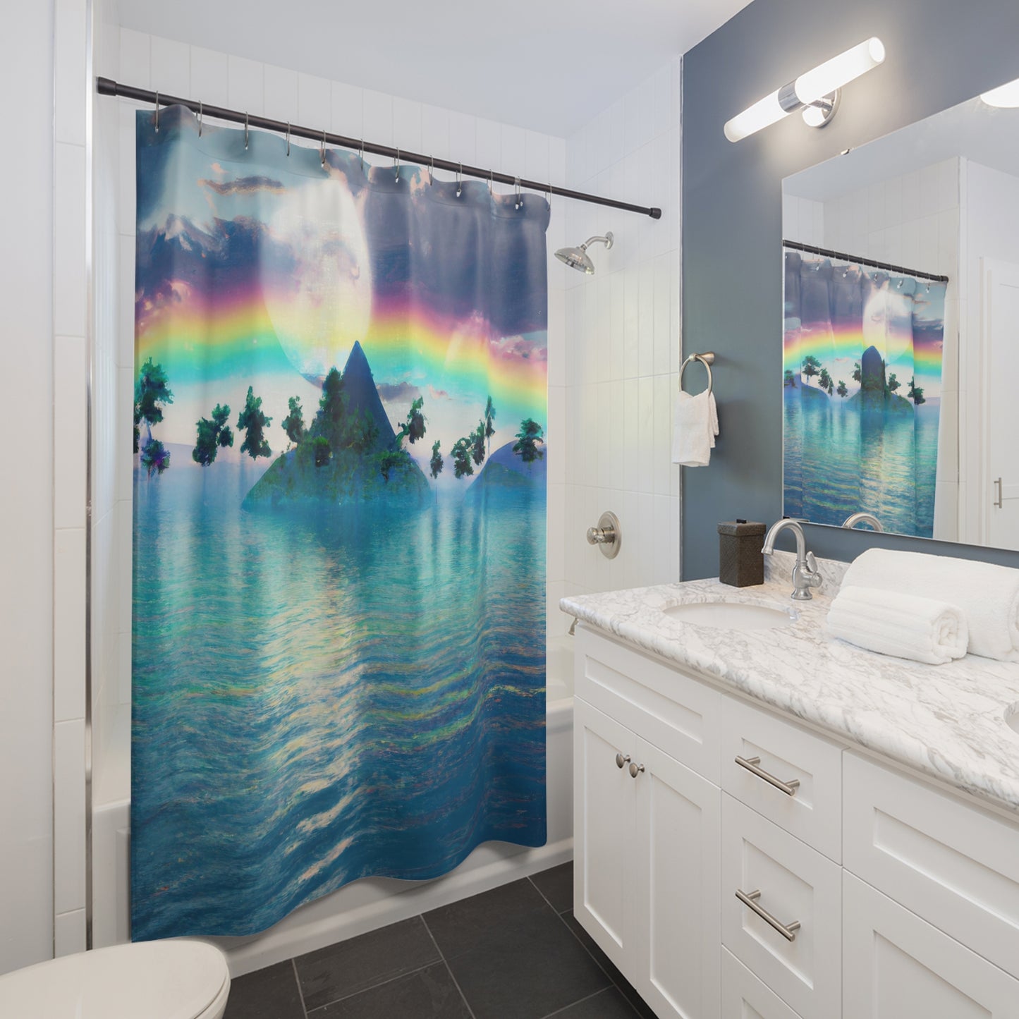 Rainbow Oasis of Paradise - Shower Curtain