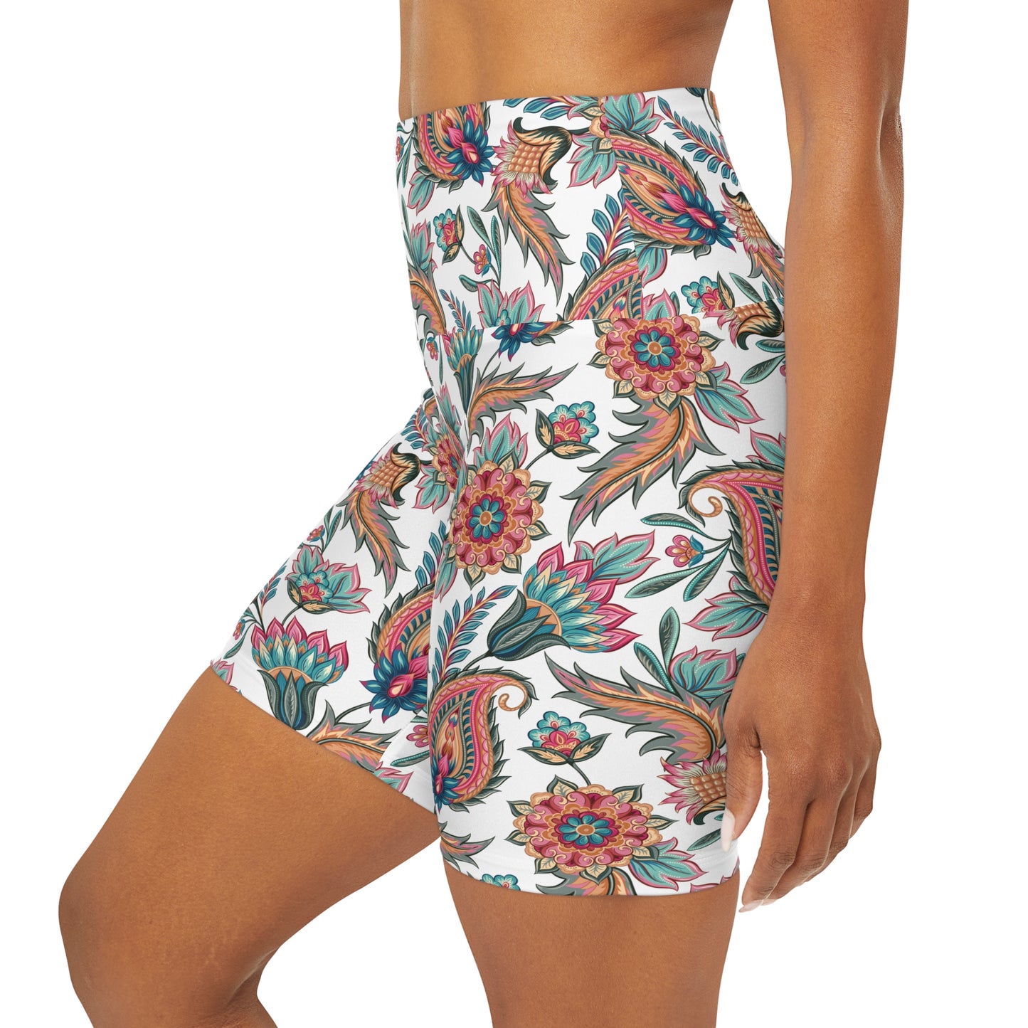 Paisley Perfect III - High Waisted Yoga Shorts