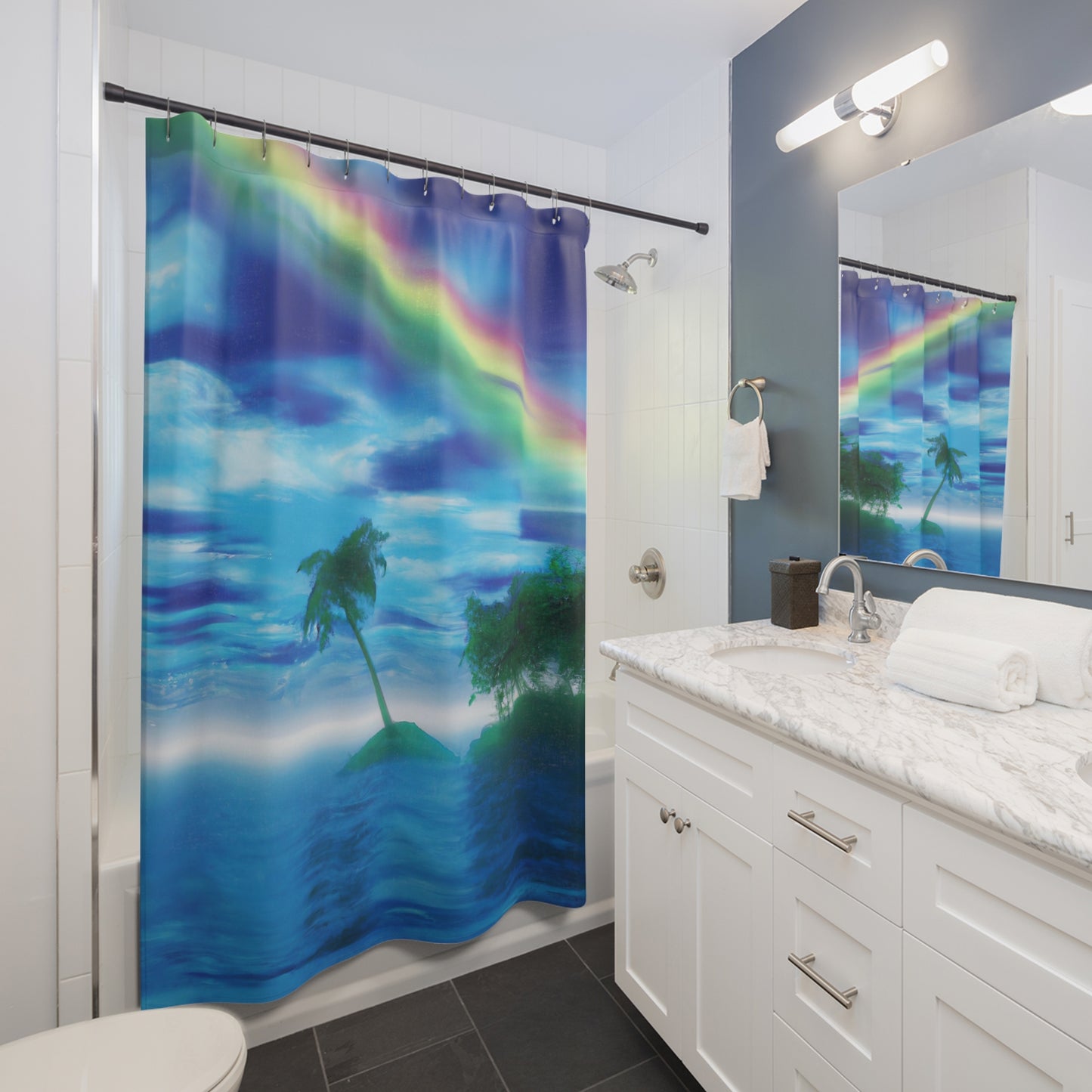 Heavenly Rainbow Oasis - Shower Curtain