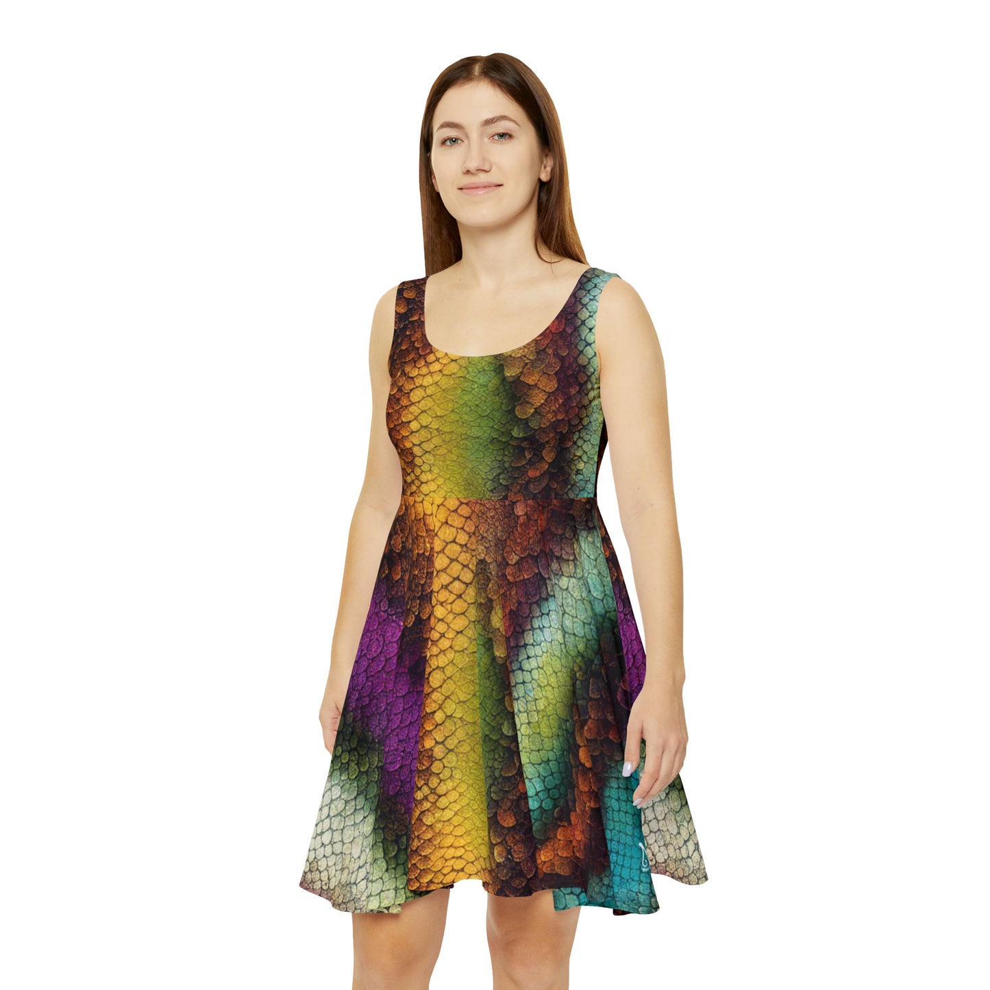 Rainbow Snake Skin Print - Women's Skater Dress