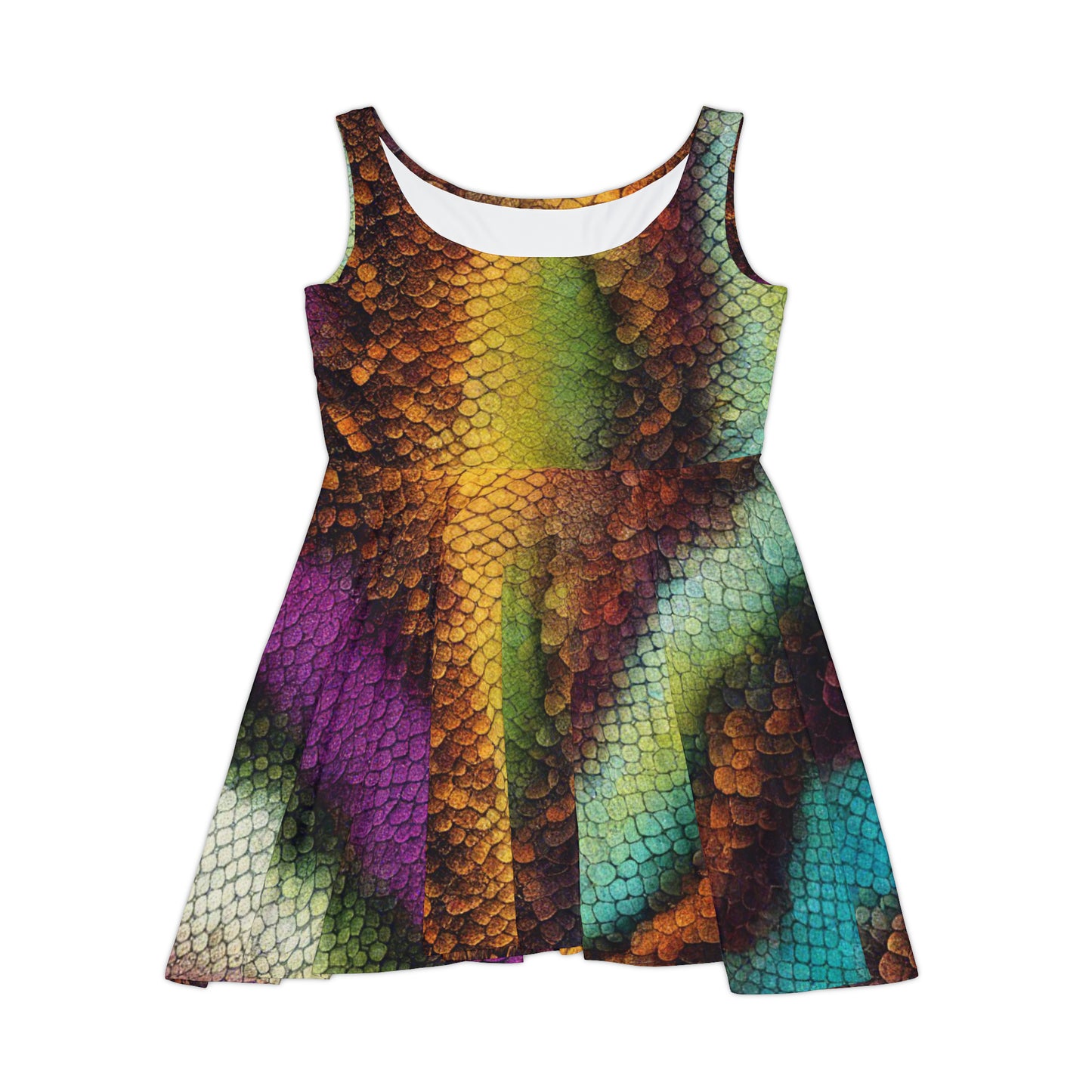 Rainbow Snake Skin Print - Women's Skater Dress